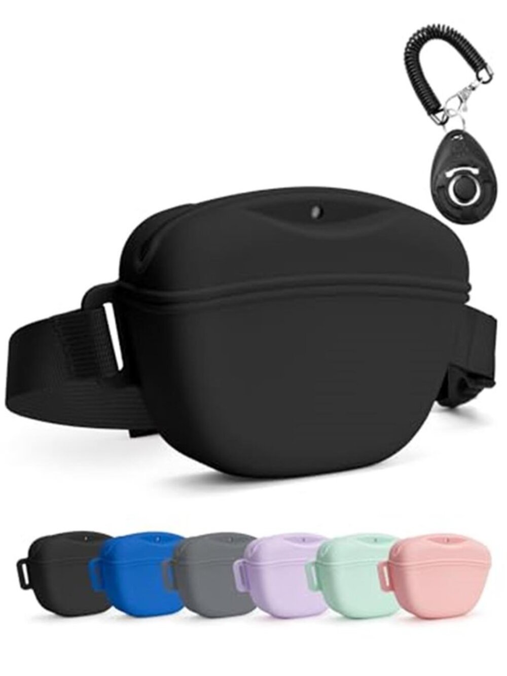 1.67 Cup Magnetic Dog Treat Pouch with Training Clicker (Black)